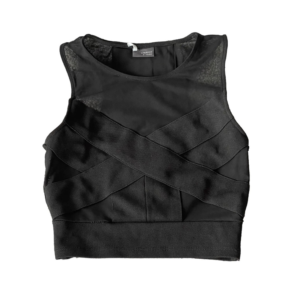 VGUC Urban Outfitters Sparkle & Fade Mesh Crop Tank Top | Black | Women’s Sz XS